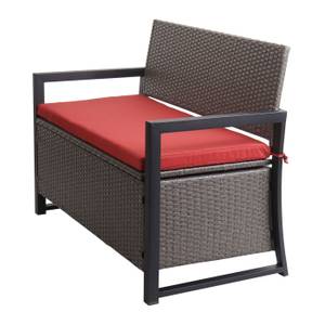 Poly-Rattan 2er Sitzbank F39 Grau - Rot