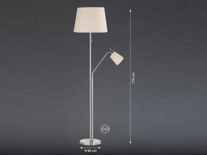 Stehlampe Leselampe Stoffschirm Beige Beige - Silber - Metall - Textil - 40 x 175 x 40 cm
