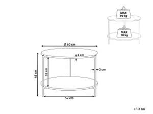 Table basse REVA Doré - Blanc - Bois manufacturé - 60 x 45 x 60 cm