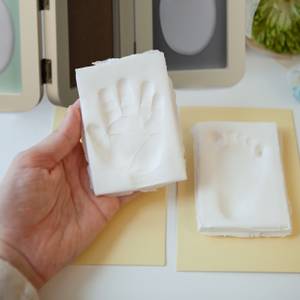 Baby Gipsabdruck Set mit Bilderrahmen Weiß - Holzwerkstoff - Kunststoff - Stein - 49 x 21 x 3 cm