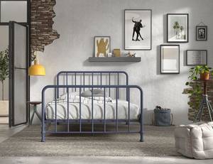 Metallbett Bronxx Eisen - Blau - Breite: 147 cm