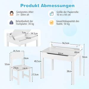 Kindertisch-Set HY10125 Weiß - Holzwerkstoff - Massivholz - 40 x 58 x 60 cm