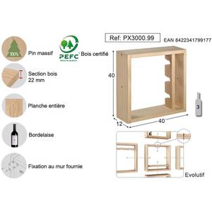 Casier à bouteilles évolutif Pixel Beige - Bois manufacturé - 40 x 40 x 12 cm