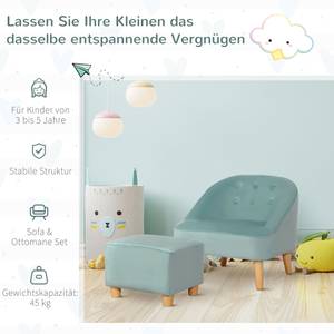 Kindersofa-Set mit Fußhocker 310-062GN Grün