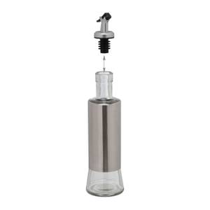 Essig- und Ölspender im 4er Set Schwarz - Silber - Glas - Kunststoff - 7 x 25 x 7 cm