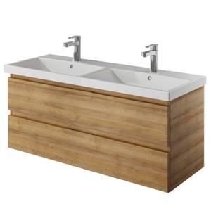 Waschplatz-Set Eiche grifflos mit Becken Braun - Holzwerkstoff - 120 x 200 x 45 cm