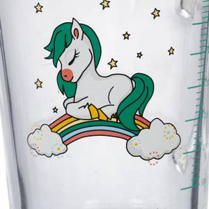 2x verres pour enfant motif de licorne Vert - Blanc - Verre - Matière plastique - 13 x 12 x 10 cm