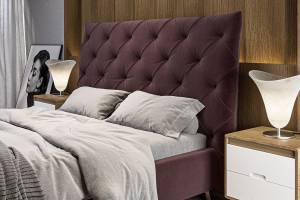 Bett ANNY Polsterbett Velvet Violett - 196 x 146 cm