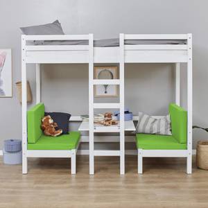 Lit enfant haut BasicJumbo Blanc crème brillant - Vert - Blanc