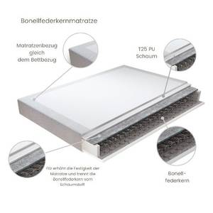 Boxspringbett Joy Bonellfederkern Grau - Breite: 180 cm