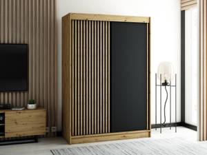 Armoire à portes coulissantes lamelo Noir - Imitation chêne - Largeur : 150 cm