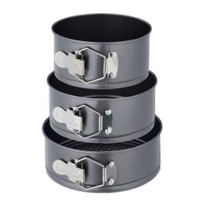 3-teiliges Springform Set Grau - Metall - 18 x 7 x 18 cm