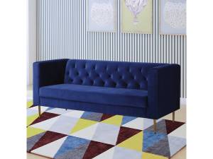 Festes Samtsofa "Bruce" - 196 x 76 x 82 Blau