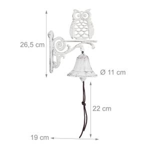 5 x Türglocke Gusseisen mit Eule weiß Braun - Weiß