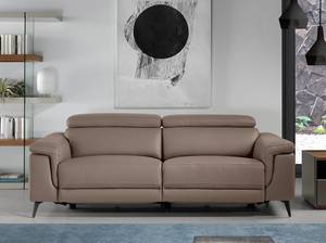 3-Sitzer-Sofa aus Rindsleder Grau - Echtleder - Textil - 215 x 99 x 103 cm