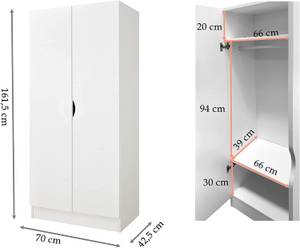 Armoire blanche Roma /motif Fusée/ Bois manufacturé - 43 x 162 x 70 cm