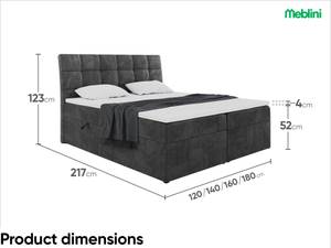 Boxspringbett Drago Schwarz - Breite: 120 cm - H3