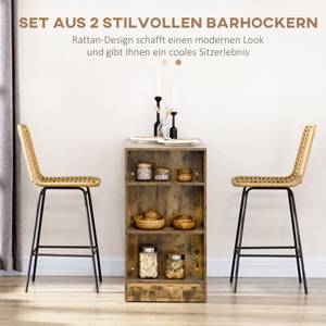 2er-Set Barhocker 835-856V00YL Gelb - Rattan - 52 x 102 x 43 cm