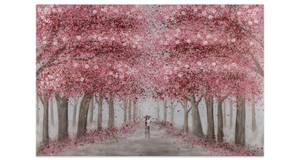 Tableau peint à la main Power of Love Rose foncé - Bois massif - Textile - 120 x 80 x 4 cm
