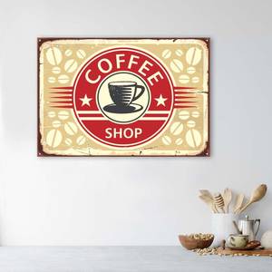 Wandbilder Retro Vintage Kaffee Schild 60 x 40 cm