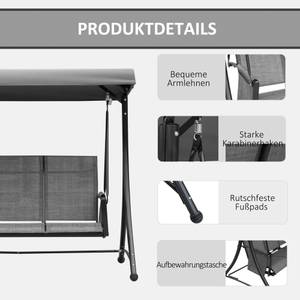 Hollywoodschaukel 3-Sitzer 84A-110CG Grau - Metall - 128 x 172 x 196 cm