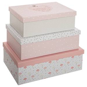 Deko-Boxen für Kinder, 3 Stück, grau Pink - Papier - 27 x 14 x 40 cm