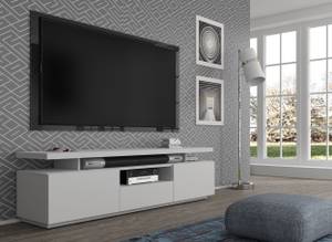 Meuble TV ADAM 180x42x51 Blanc - Bois manufacturé - Matière plastique - 180 x 51 x 42 cm