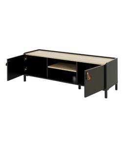 Banc TV 2 portes Amsterdam - L136 cm Noir - Bois manufacturé - 40 x 44 x 136 cm