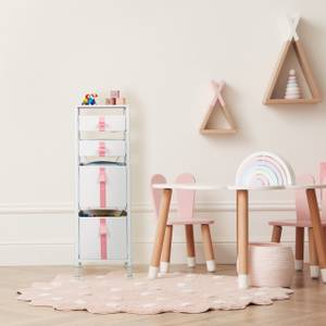 Kommode für Kinder 4 Schubladen Pink - Weiß - Holzwerkstoff - Metall - Textil - 36 x 110 x 41 cm