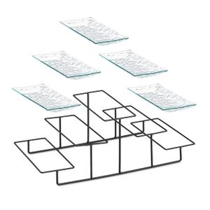 Servierständer mit 5 Ablagen Schwarz - Glas - Metall - 46 x 18 x 25 cm