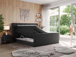 Boxspringbett KING VELEN Schwarz - Breite: 200 cm - H3 - Kunstleder