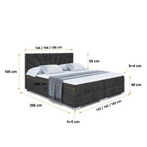 Boxspringbett MILTIO Schwarz - Breite: 180 cm - H4