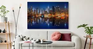 Leinwandbild Manhattan bei Nacht 3D 90 x 60 x 60 cm