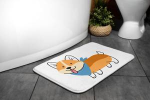 Badteppich Shiba Inu Hund Weiß - Textil - 75 x 45 x 75 cm