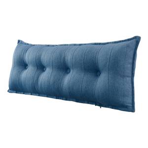 Grand coussin de lit décoratif, lin Bleu - Largeur : 140 cm