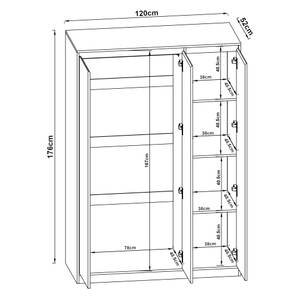 Armoire de chambre Bastheim 4 étagères Largeur : 120 cm - 3 portes