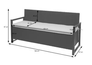 Poly-Rattan 3er Sitzbank F39 Grau - Hellgrau