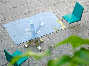 Rechteckiger Esstisch aus Glas Metall - 140 x 75 x 95 cm