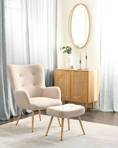 Fauteuil VEJLE Beige - Chêne clair - Fibres naturelles