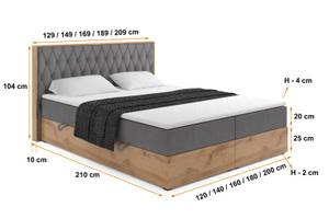 Boxspringbett LOLLY2 Hellgrau - Breite: 149 cm - H3