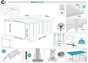 Pergola/Carport KLEO adossé XL Blanc - Largeur : 800 cm