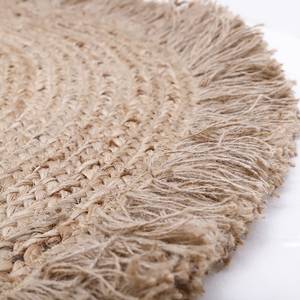 TERRA tapis jute avec franges Beige - Fibres naturelles - 140 x 2 x 140 cm