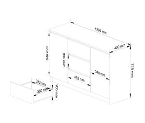 Commode K016 Blanc - Bois manufacturé - 120 x 77 x 40 cm