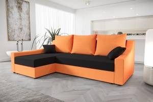 Ecksofa ONTARI Schwarz - Orange - Ecke davorstehend links