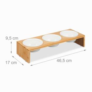 Futterstation für Hunde Braun - Weiß - Bambus - Keramik - 47 x 10 x 17 cm