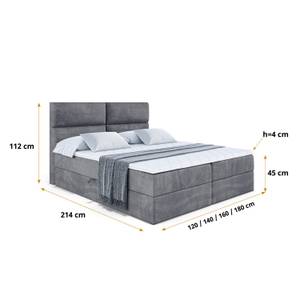 Boxspringbett BOXI3 Steingrau - Breite: 140 cm - H3