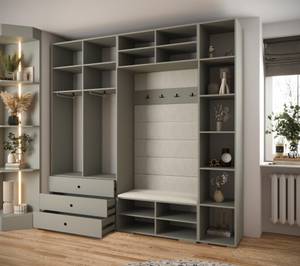 Garderobe Inova 2 Z10 Schwarz - Grau - Weiß - Schwarz