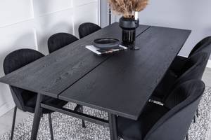 Essgruppe Sleek (7-teilig) Schwarz - Massivholz - 95 x 75 x 195 cm