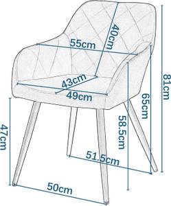 Esszimmerstuhl Jennifer Schwarz - Metall - Textil - 55 x 81 x 62 cm