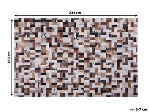 Tapis patchwork CESME Beige - Noir - Marron - Gris - Blanc - Cuir véritable - 230 x 160 x 160 cm